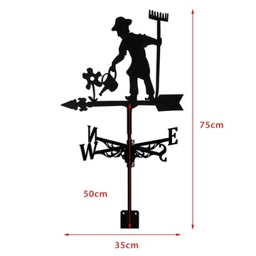 Металлический флюгер, черный, нержавеющая сталь, уличный ветер, ретро-фермер