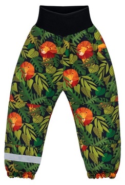 SPODNIE DLA DZIECKA SOFTSHELL PODWINIĘCIE odblask monstera, lew lion R. 116