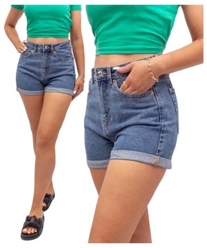 krótkie spodenki JEANSOWE damskie dżinsowe MOM FIT bermudy modne 34 XS FIRI