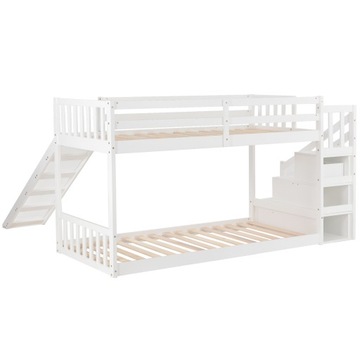 Łóżko piętrowe ze schodami do przechowywania i zjeżdżalnią 90*200cm