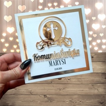 Бело-золотая коробочка для СВЯТОГО ПРИЧАСТИЯ с четками * сувенирный НАБОР