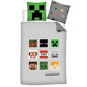 POŚCIEL MINECRAFT CREEPER 140X200 SZARA KOMPLET POŚCIELI DZIECIĘCA ORYGINAŁ