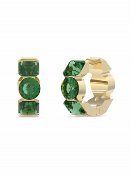 Kolczyki GUESS Crazy Earrings Kółka Stal kolor złota Cyrkonie zielone Logo