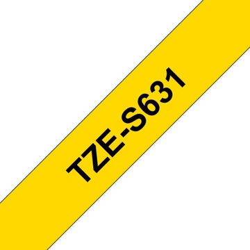 Brother TZES631 TZE-S631 Прочная клейкая печать черного цвета 12 мм на желтом фоне 8 м