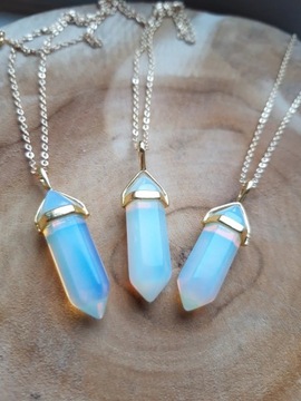 NASZYJNIK NATURALNY OPAL HEKSAGRAM ŁAŃCUSZEK