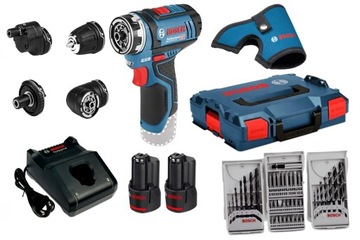 Wkrętarka BOSCH GSR 12V-15 FC + 2x aku 2,0Ah + L-Boxx + BITY wiertła