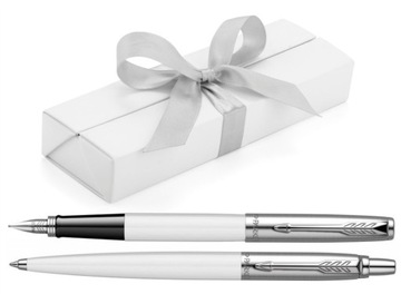 НАБОР PARKER JOTTER БЕЛАЯ РУЧКА И ШАРИКОВАЯ РУЧКА С ГРАВИРОВКОЙ В ЧЕХОЛЕ ДЛЯ ОБЩЕНИЯ