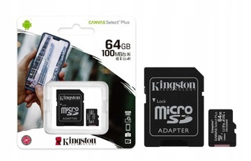 Карта microSDXC KINGSTON Canvas Select Plus емкостью 64 ГБ