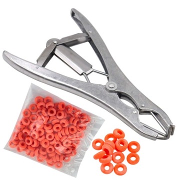 Zestaw do kastracji elastrator szczypce +100 gumek