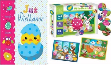 JUŻ WIELKANOC szlaczki NAKLEJKI nauka KOLOROWANKA + WIELKANOC LOTERYJKA gra