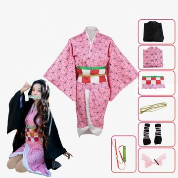 KOSTIUM ANIME COSPLAY NEZUKO KAMADO STRÓJ 110-180cm