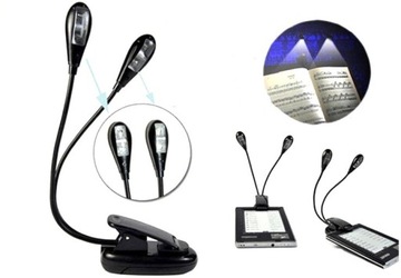 ДВОЙНАЯ ЛАМПА с зажимом 4 LED USB для ЧТЕНИЯ + батарейки