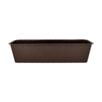 DONICZKA BALKONOWA RATTANOWA DONICA NA BALKON KWIATY ROŚLINY 60cm BRĄZ