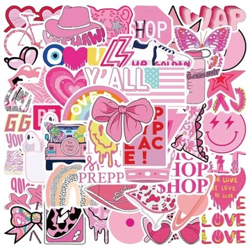 NAKLEJKI RUŻOWE STICKERBOMB MIX TOP WLEPY 50 szt