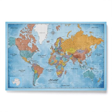 Mapa Korkowa Świata w języku Angielskim Kolorowa Szkolna 120x80cm