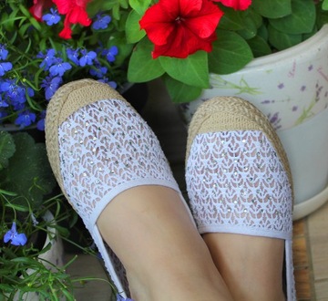 Ажурные кружевные эспадрильи, светло-белые, 39