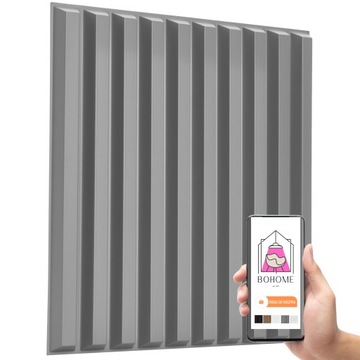PANELE Dekoracyjne 3D Ścienne KASETON SZARY 50x50 Twardy BoHome LAMELA