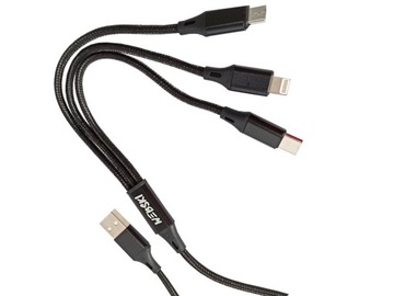 Kabel 3w1 typ c micro lightning na trzy urządzenia