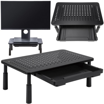 ПОДСТАВКА ДЛЯ МОНИТОРА НОУТБУКА РЕГУЛИРУЕМАЯ ЧЕРНАЯ ПОЛКА ПОДСТАВКА ДЛЯ СТОЛА