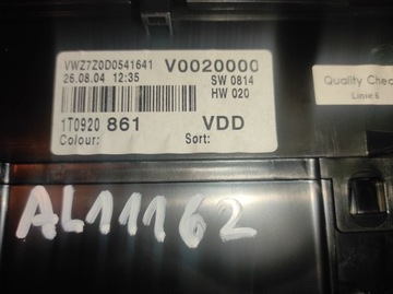 1T0920861 PŘÍSTROJOVÁ DESKA BUDÍKY VW TOURAN 1.6 FSI