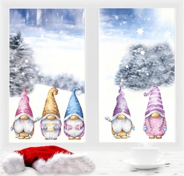 Гномы, Гномики, РОЖДЕСТВЕНСКИЕ НАКЛЕЙКИ на окна, стекло, Гномы, украшения, украшения