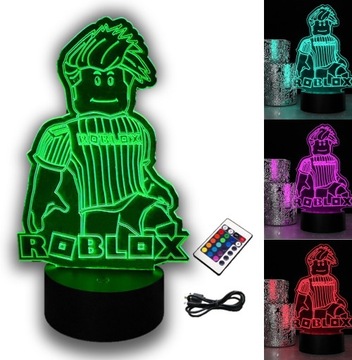 LAMPKA NOCNA ROBLOX 3D LED RGB PILOT NA PREZENT