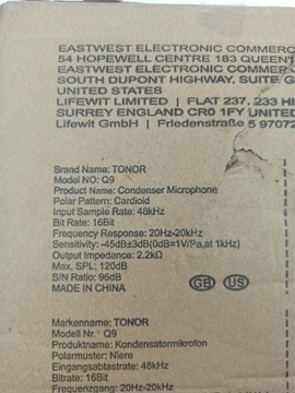 Студийный конденсаторный микрофон Tonor Q9