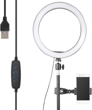 Lampa Pier?cieniowa LED, 25 Cm O?wietlenie Pier?cieniowe ze Statywem