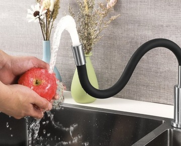 ГИБКАЯ КУХОННАЯ ФАПЕРА ДЛЯ НАСТОЛЬНОЙ МОЙКИ, ЧЕРНАЯ, ЛЕНТА С НОСИКОМ