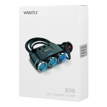 Rozgałęźnik zapalniczki 3 gniazda 2 i USB LCD ROZ14b
