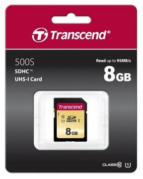 TRANSCEND 500S 8 GB SD SDHC 95MBs UHS-I U1 CLS 10