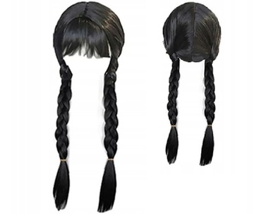 PERUKA WEDNESDAY ADDAMS CZARNA WARKOCZE DO KOSTIUM