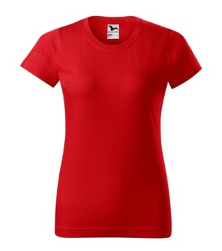 Damska koszulka BASIC134 Bawełna Single Jersey Czerwona roz. XL