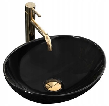 Umywalka Nablatowa Ceramiczna Sofia Mini Czarna Black Rea Połysk