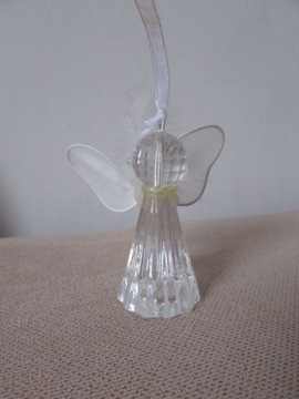 стеклянное елочное украшение, стеклянный вертеп ангела