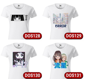 T-Shirt Koszulka Damska Bawełniana Biała S Anime Girl Bad Ass Wzory