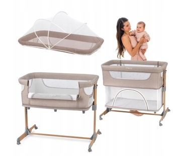 MoMi SMART BED łóżeczko dostawne 4w1 beżowe