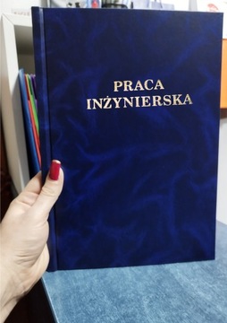 Wydruk i Oprawa Praca Inżynierska Granat Dym Napis Złoty