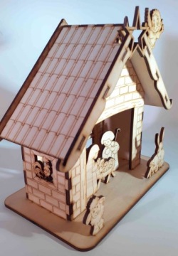 Вертеп с деревянной конюшней со светодиодной подсветкой