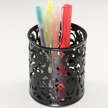 2 SZT. METALOWY POJEMNIK NA DŁUGOPISY POJEMNIK ORGANIZATOR W POJEMNIKU (CZARNY)