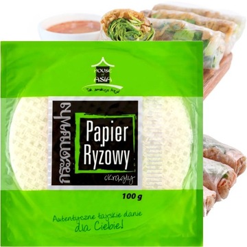 Papier Ryżowy Okrągły Bezglutenowy Do Sajgonek i Rolls 100g HOUSE OF ASIA