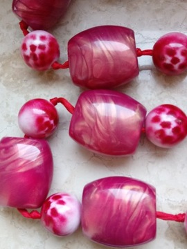 Розовые длинные жемчужные бусины в стиле бохо, блестящие малиново-красные пластиковые 99