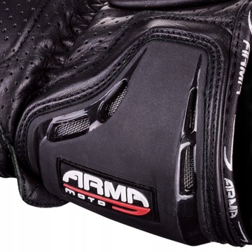 WOLF SKÓRZANE RĘKAWICE MOTOCYKLOWE DŁUGI MANKIET RAIDEN BLK WHT RED 2XL