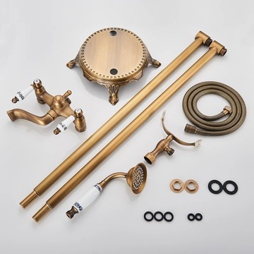 Bateria wannowa wolnostojąca Old Retro Mosiądz