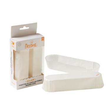 Papilotki na eklerki Białe podłużne 135x35x25mm Decora 60szt