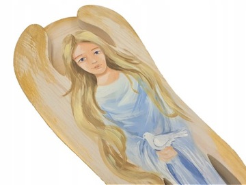 OBRAZ Drewniany Duży Anioł Hand Made Ręcznie malowany