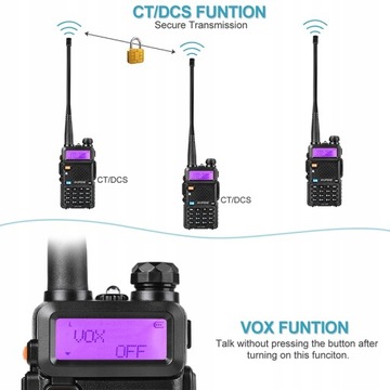 2 рации Baofeng UV-5R, 5 Вт, 2800 мАч, мощные