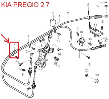 SPONA TÁHLO PÁKY ŘAZENÍ KIA PREGIO 2.7 95-00