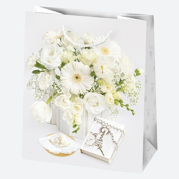 Декоративная сумка для причастия, белые цветы, 19x23x10,5см.