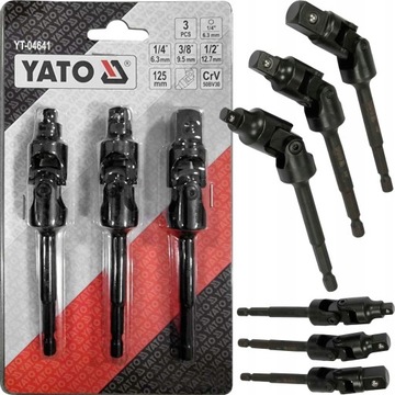 ADAPTERY Z PRZEGUBEM DO NASADEK 1/4 3/8 1/2 3 SZT.